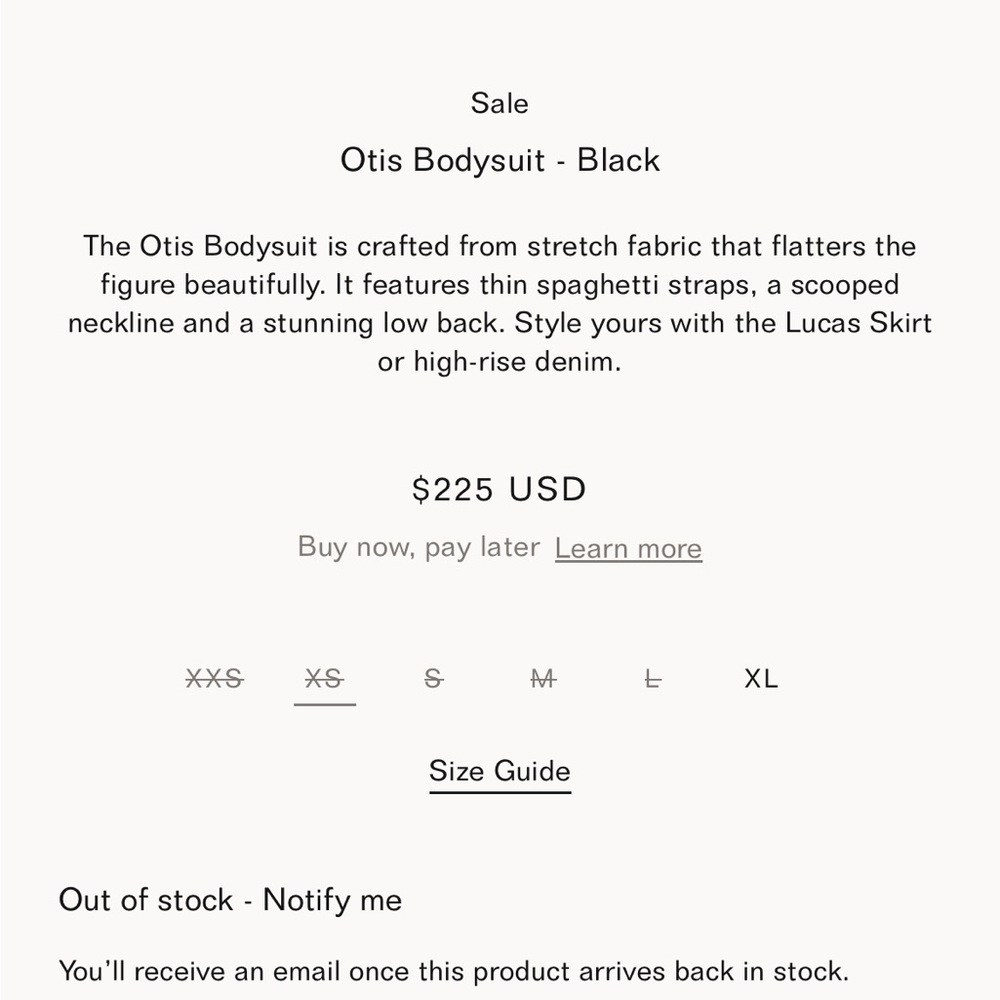 Posse Otis bodysuit. Black, size XS - Picture 10 of 10
